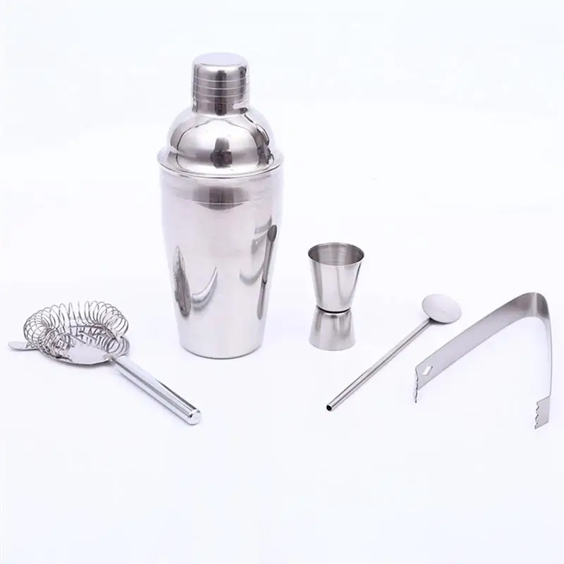 

5pcs Stainless Steel Cocktail Shaker Mixer Wine Martini Boston Shaker For Bartender Drink Party Bar Tools 550ML