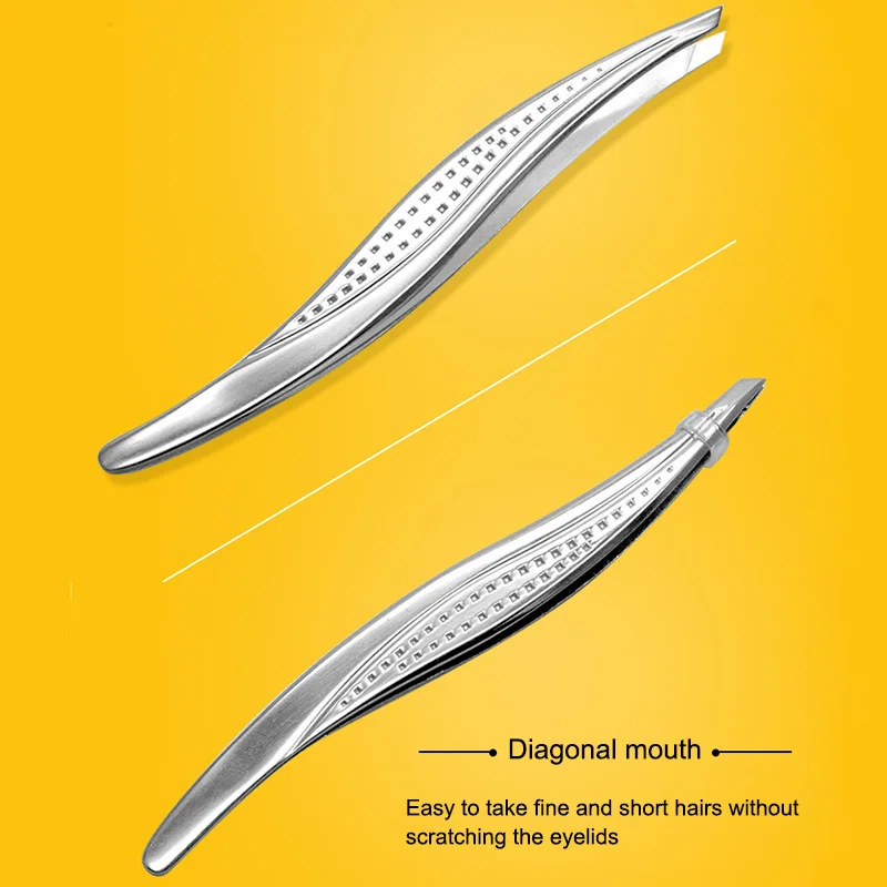 Горячий Радужный пинцет для бровей из нержавеющей стали с наклонным кончиком