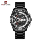 Часы наручные NAVIFORCE мужские с хронографом, роскошные брендовые водонепроницаемые Модные в стиле милитари, из нержавеющей стали, черные, 2021