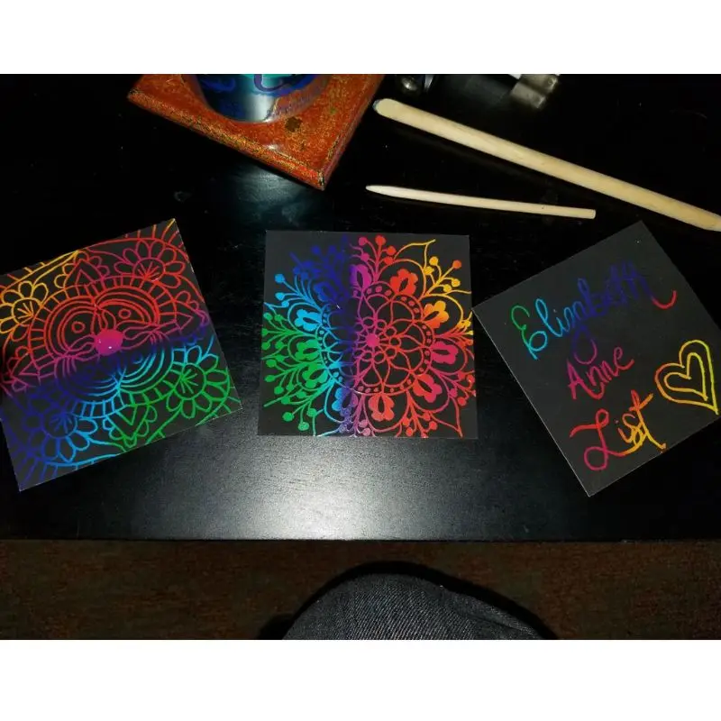 

100PCS 100PCS Rainbow Scratch Art Mini Notes With Wooden Stylus Scraping Drawing Toys Arts And Crafts For Girls Stocking Art