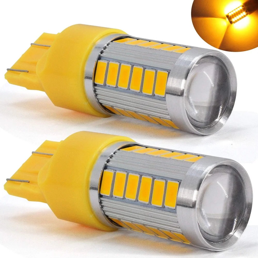 

10PCS T20 7443 W21/5W 33 SMD 5630 Led Car Brake Bulb Rear Fog Lamp 33SMD 5730 LED Auto Driving Light White Red Amber DC12V