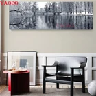 Квадратнаякруглая картина из страз 5D сделай сам, мозаика из страз снег, озеро, дерево, вышивка крестиком с Зимним Пейзажем, черно-белое искусство