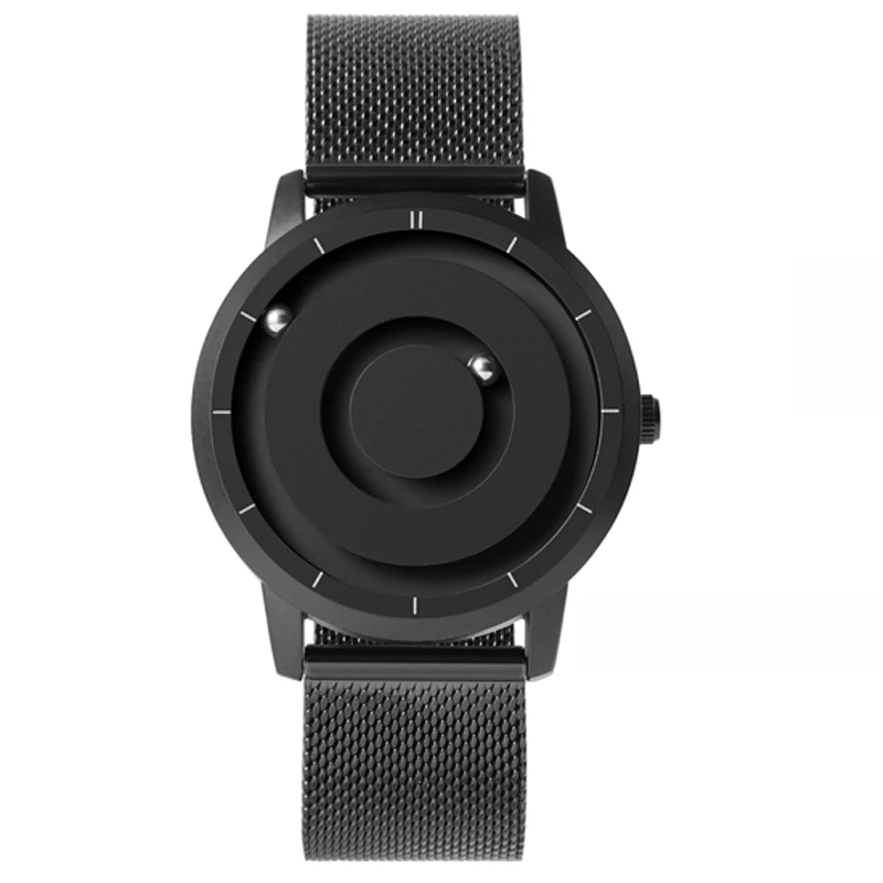 

New Unique Innovative Blue Gold Magnetic Ball Metal Parallel Time Space Watch Men's Fashionable Quartz Watch Simple Men's Watch