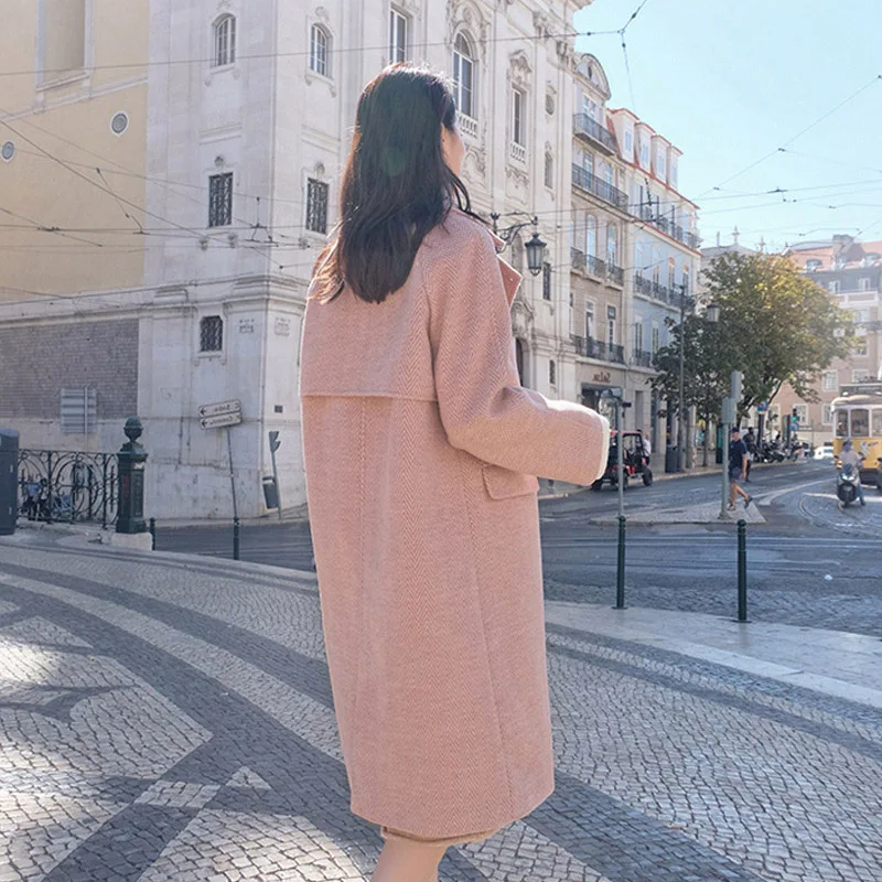 

Winter Wool Cashmere Coat Women Warm Outerwear Ladies Black Trench Coats Elegant Female Office Wear Korean Fashion Clothing