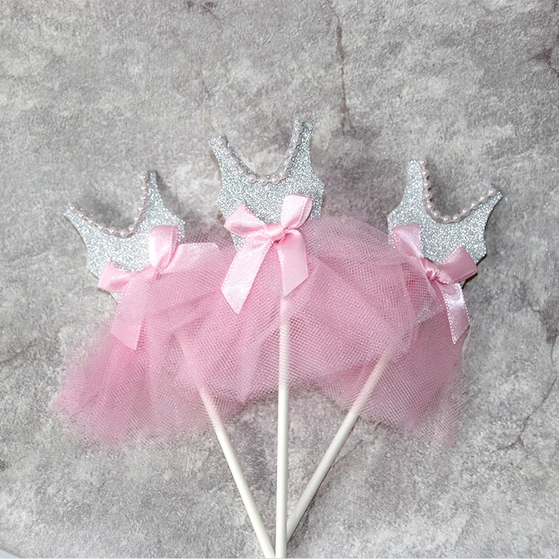 5PCS/set Princess gold silver cake Topper Decor Cupcake Toppers Girl happy Birthday Wedding Party Supply | Дом и сад