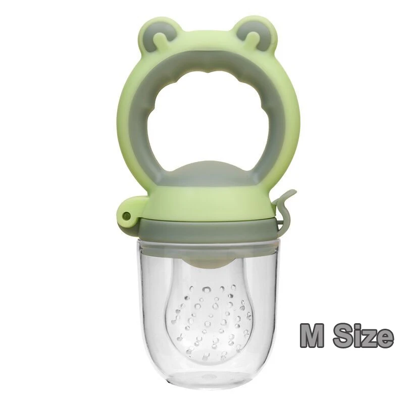 Green M size 1 шт. Детские фрукты NibblerFeeder жевательный сок пустышки Игрушка Силиконовый Ниблер игрушка сок и овощи кормушка 3 размера для 3-20 месяцев - Цвет: Green M size