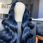 Beeos пепельный светлый синий цвет тела волны 13*6 прозрачные кружева передние человеческие волосы парики предварительно выщипанные отбеленные узелки парики для женщин