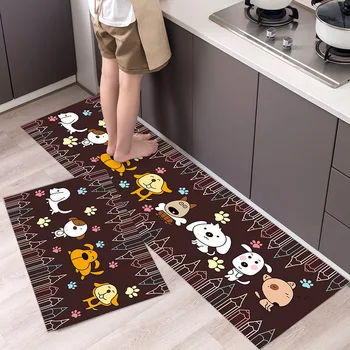 Kitchen Mat Cartoon Animals Long Strip Non-Slip Entrance Doormat Bedroom Home Floor Decoration Carpet Absorbent Bath Carpet Rug