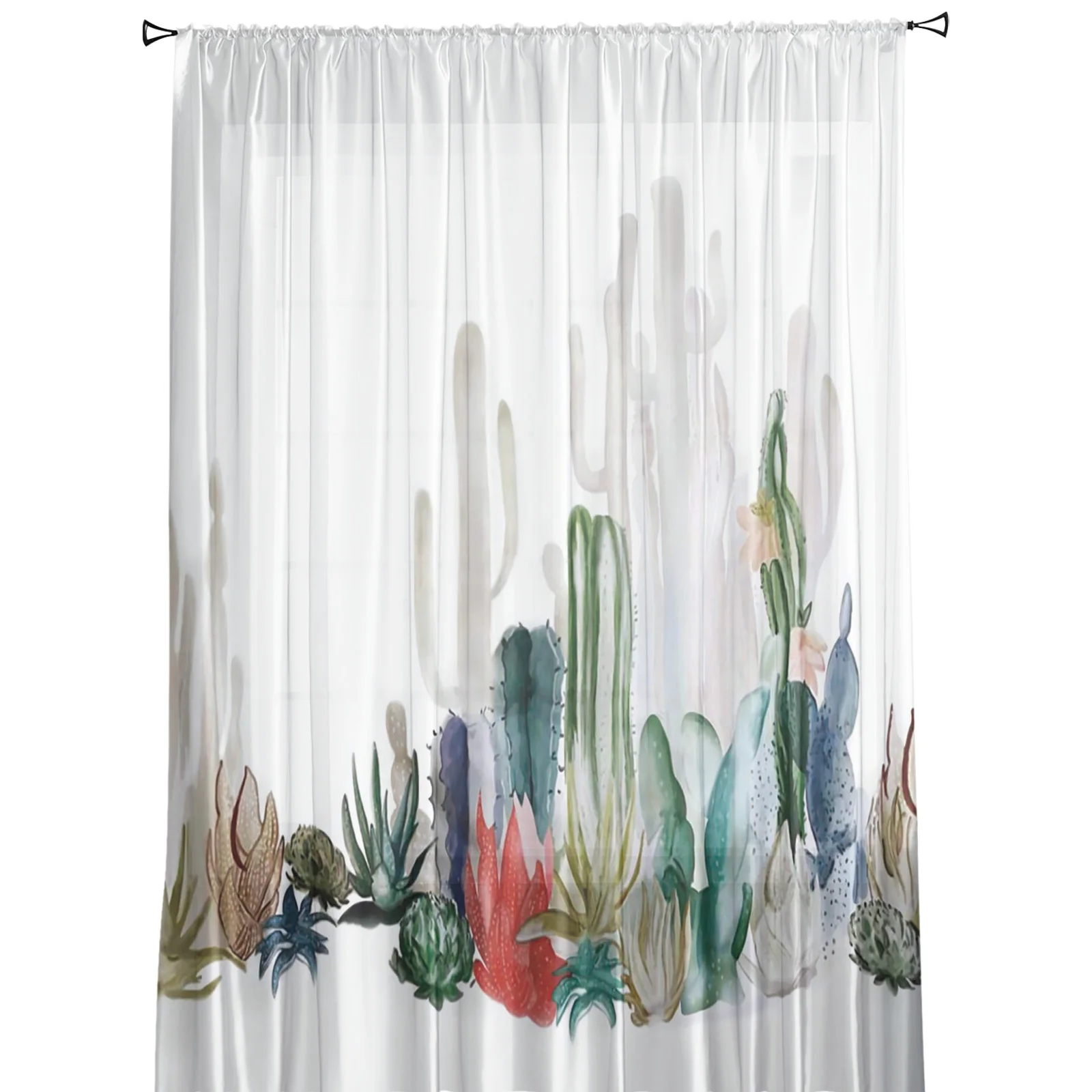 Тюлевые занавески в скандинавском стиле с чернильным рисунком кактуса s для