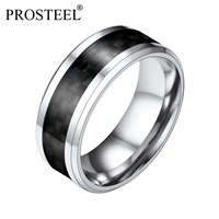 prosteel carbon fiber wedding engagement men band ring stainless steel jewelry black plated wholesale psr5242