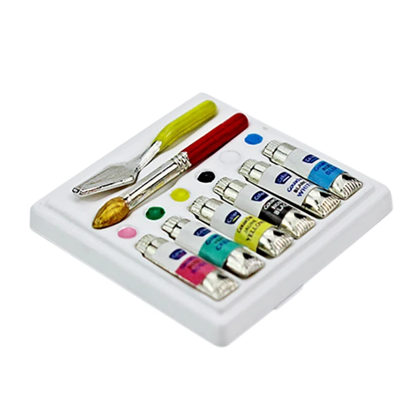 

1:12 Scale DIY Dollhouse Miniatures Wooden Watercolor Paint Tool Coloring Watercolor Dollhouse Decoration