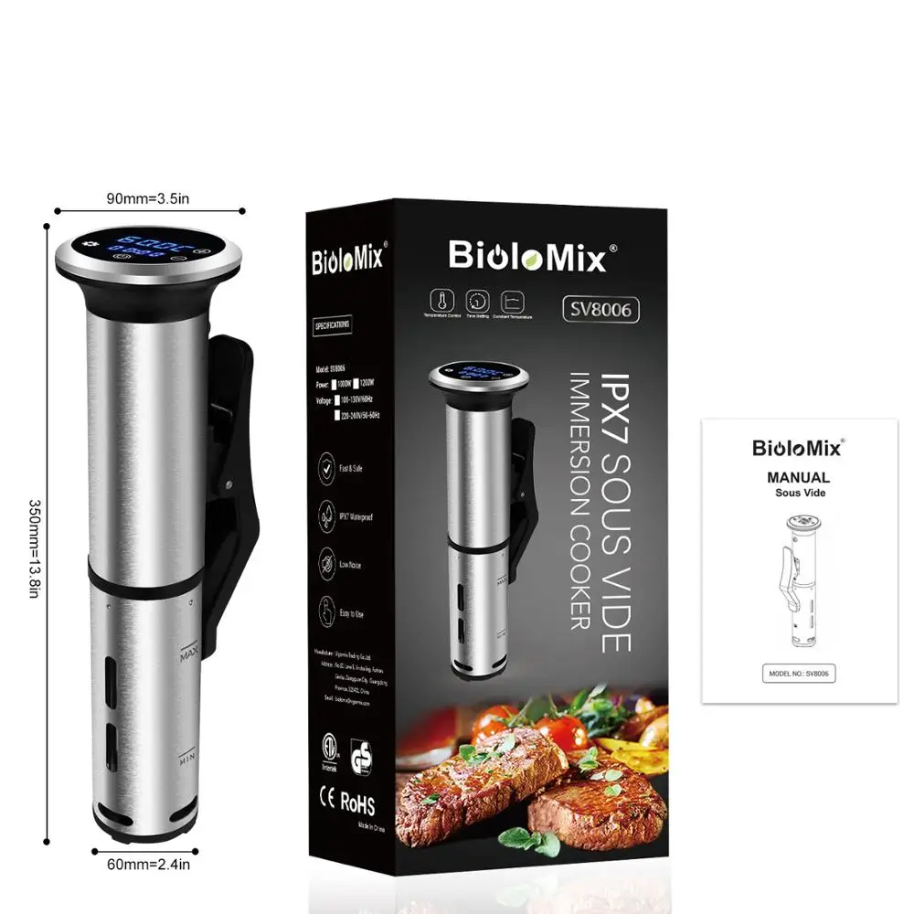 Погружной термостат циркулятор Biolomix IPX7 2 го поколения из нержавеющей стали Sous Vide