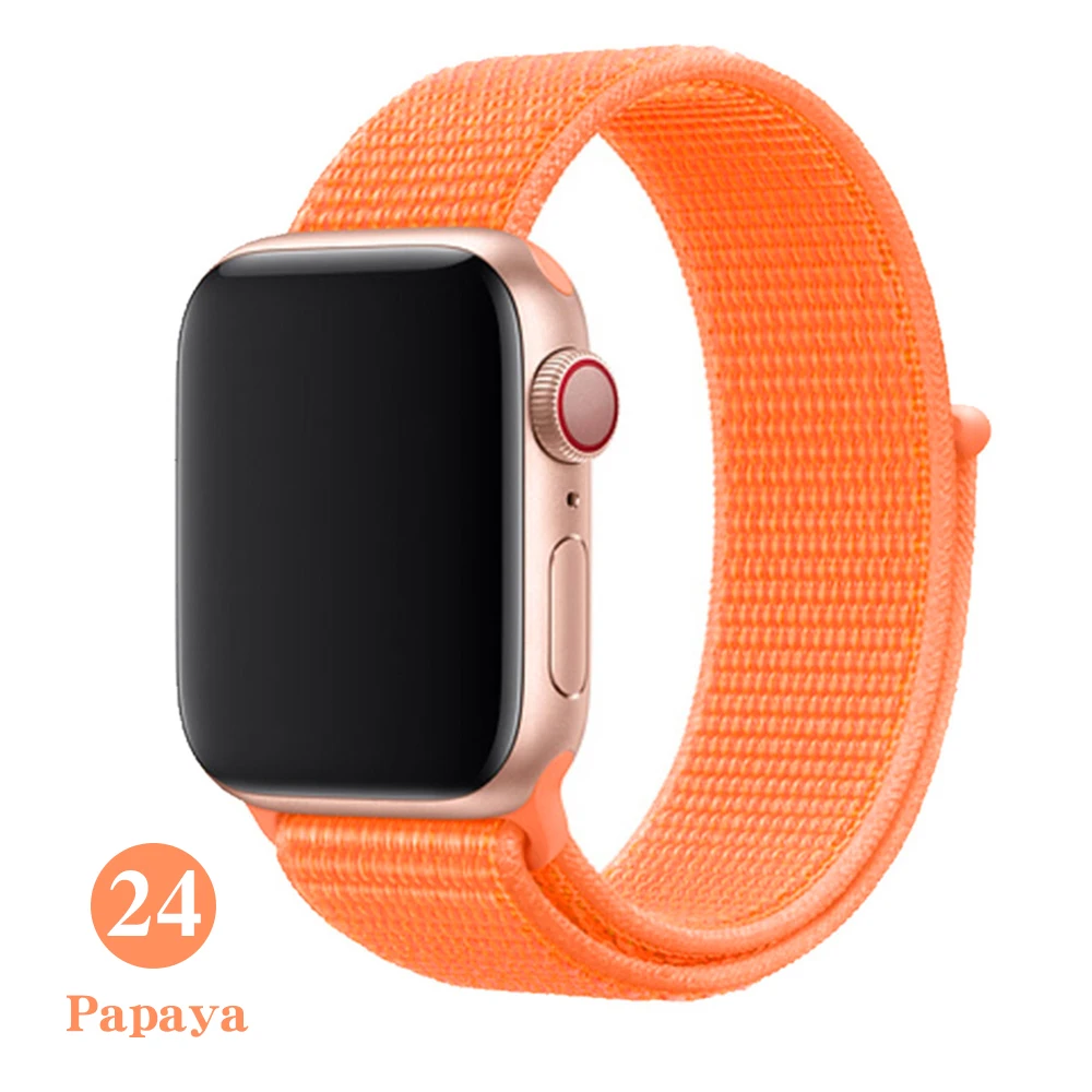 Тканый нейлоновый ремешок для apple Series 5, ремешок для часов 42 мм, 44 мм, 38 мм, 40 мм, спортивный нейлоновый браслет для iwatch 4/3/2/1 - Цвет ремешка: Papaya