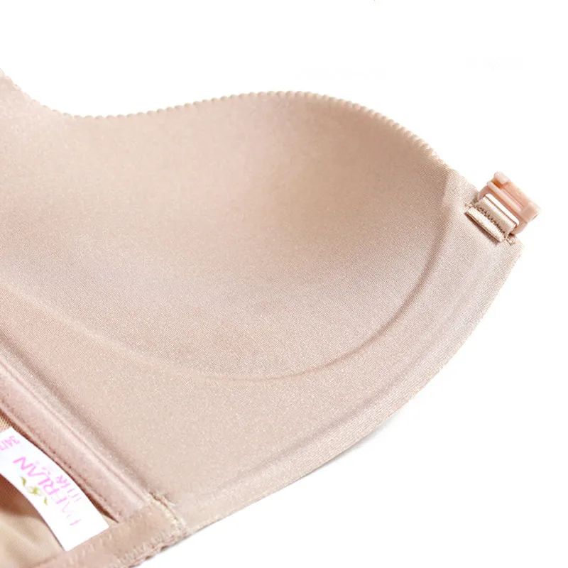 Women Adjustable Strap Front Buckle Bra Underwear No Rims Gather Super Push Up Vest Sexy Lady Wedding Party Clothes A B C Cup