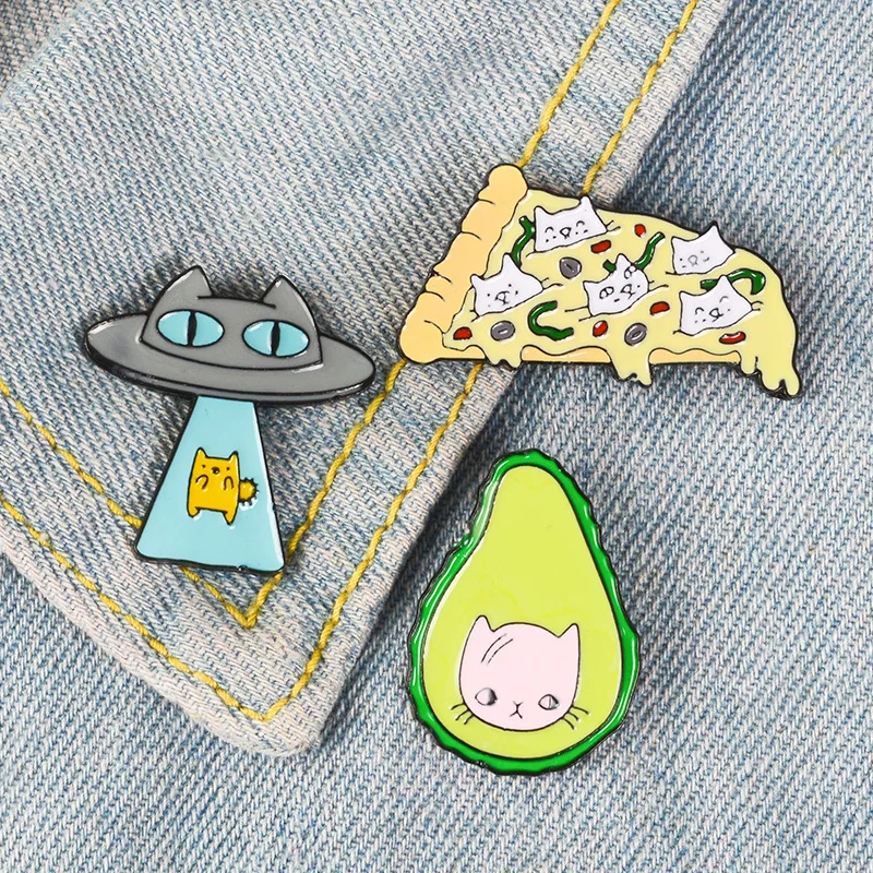 

Cartoon Enamel Pin Creative New Lapel Pin Fashion Jewelry Funny Lovely Backpack Badge Women Chest Brooch Avocado Pizza Brooch
