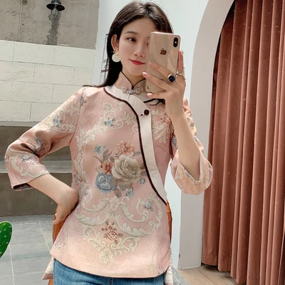 Бутик 2020 китайские новогодние розовые винтажные традиционные куртки |