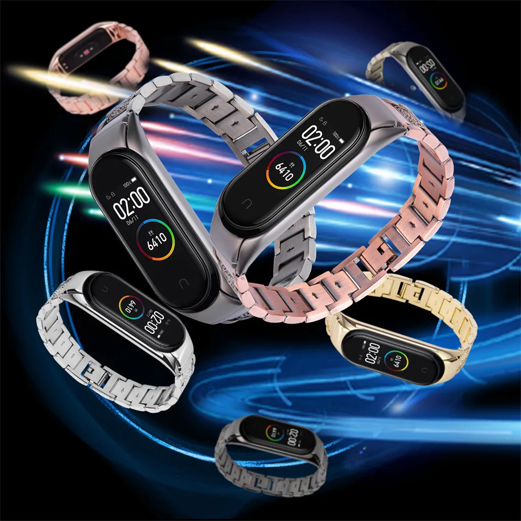 Сменный сетчатый ремешок из нержавеющей стали для браслета Xiaomi Mi Band 4 наручных