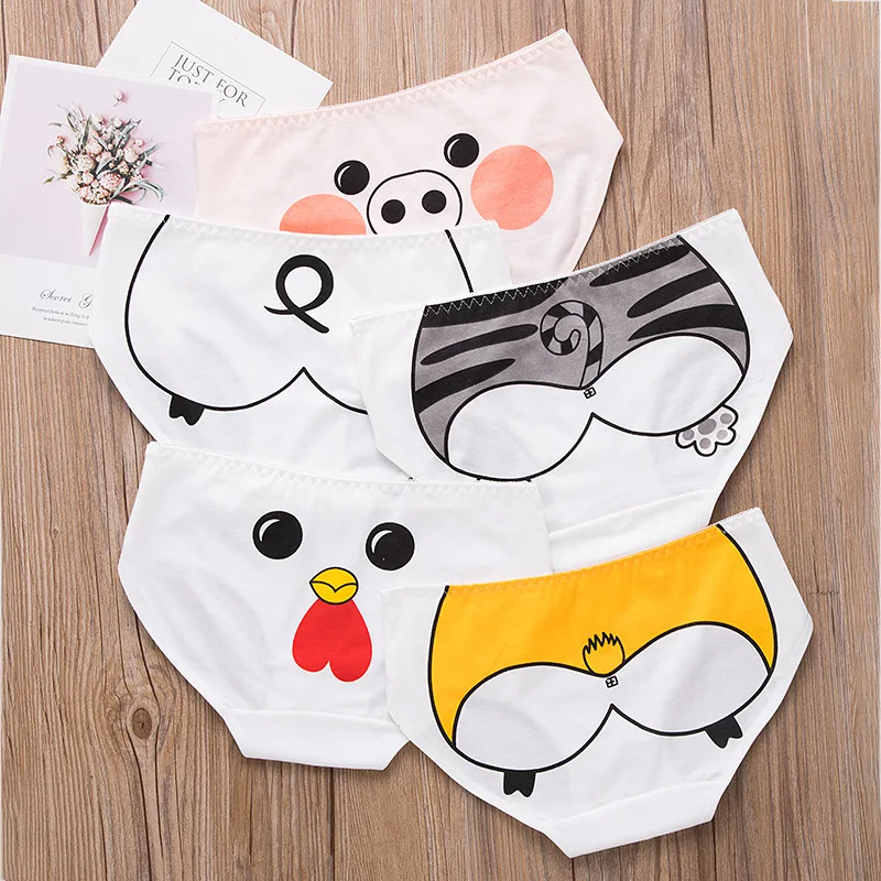 Милые трусики в форме треугольника с рисунком для девочек женские хлопковые