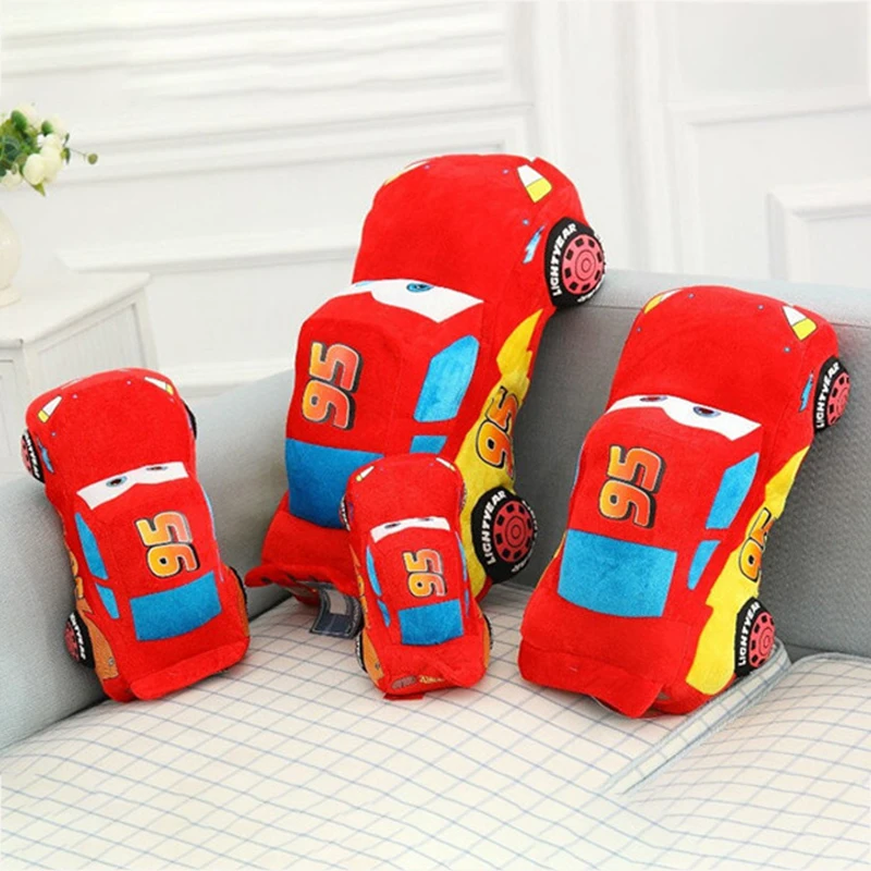 Disney Pixar-almohada de coche de peluche para ni&ntilde;os, juguetes de Rayo Mcqueen, modelo de dibujos animados bonitos, los mejores regalos para ni&ntilde;os, almohadas para beb&eacute;s de 25, 35, 45 y 55cm-2