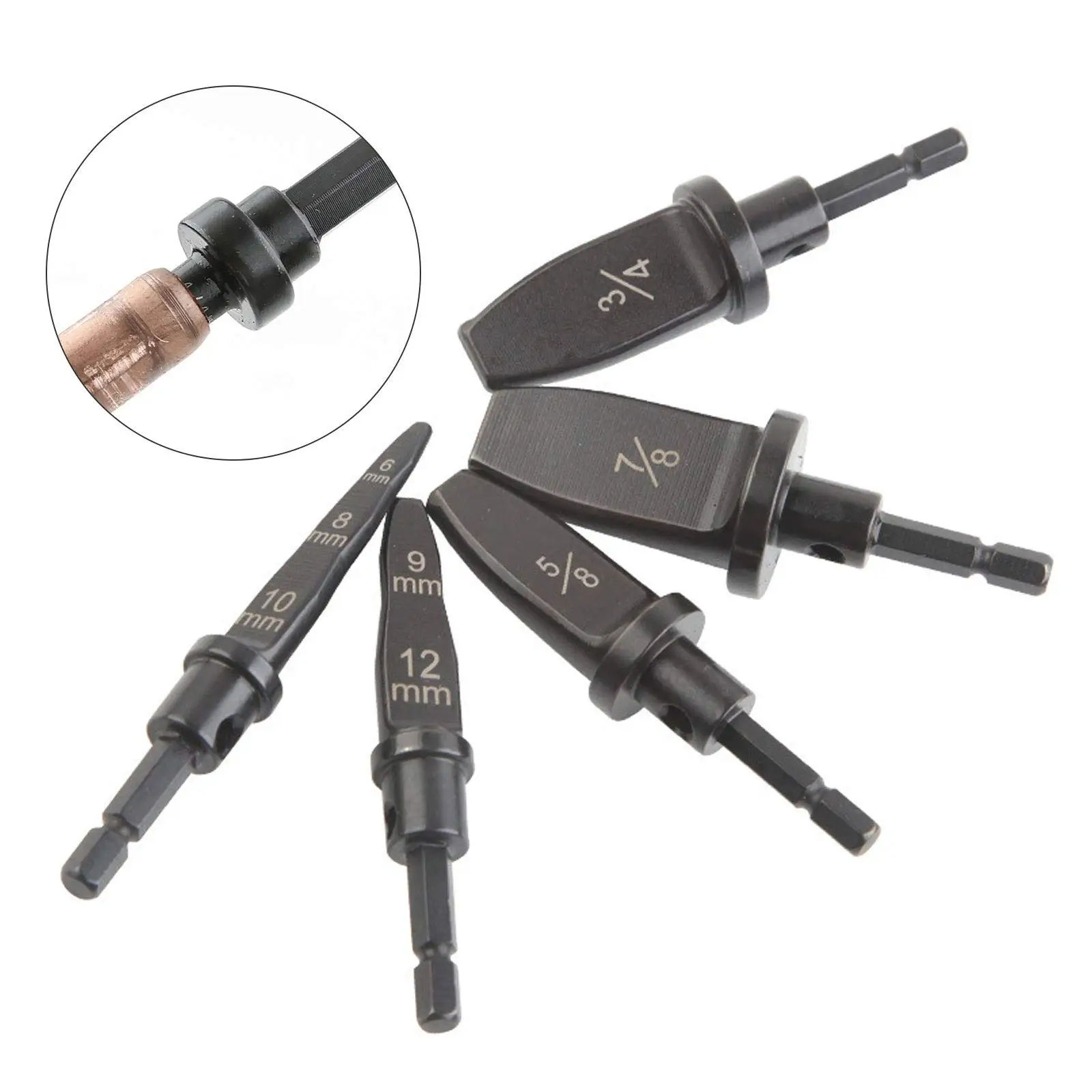 

5pcs Hexagonal Handle Tube Expander Metric Inch HVAC Copper Pipe Flaring Swaging Tools Air Conditione Drill Bit Expander