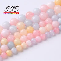 natural colorful morganite chalcedony beads roundloose stone beads for jewelry making diy bracelet accessories 6 10mm wholesale