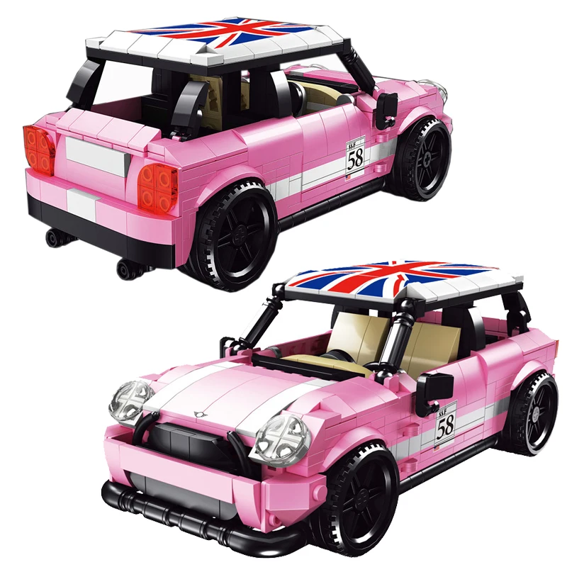 NEW Technical City Bricks Car MINI Building Blocks Girl Pink DIY Toy Sports Car Assembling Model Enlighten Gift Set for Children