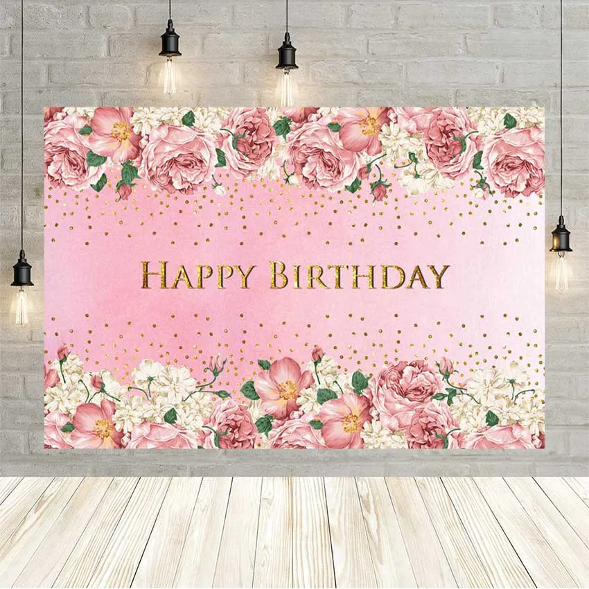 

Avezano розовый цветочный фон для принцессы на день рождения вечерние узором в Золотой горошек для украшения фон для фотосъемки с изображением...