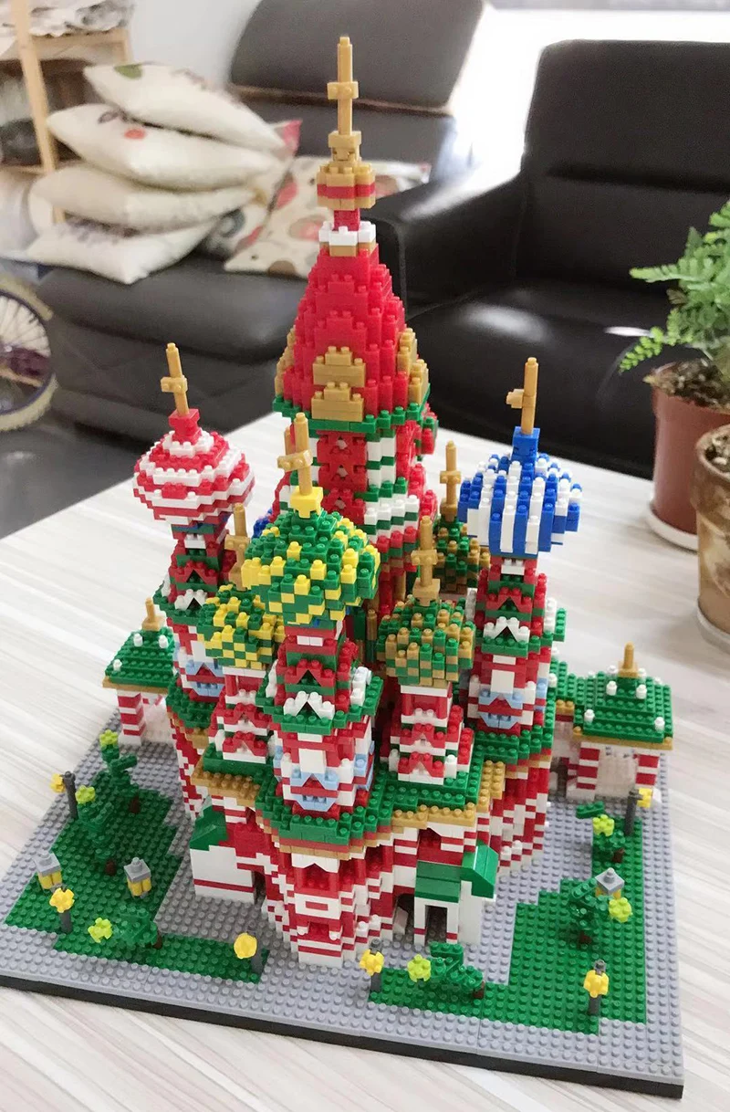 Алмазные блоки, без совместимых комплектов, легоинг, архитектура, василий, соборный микроконструктор, мини-конструктор, строительные наборы, детские игрушки, город