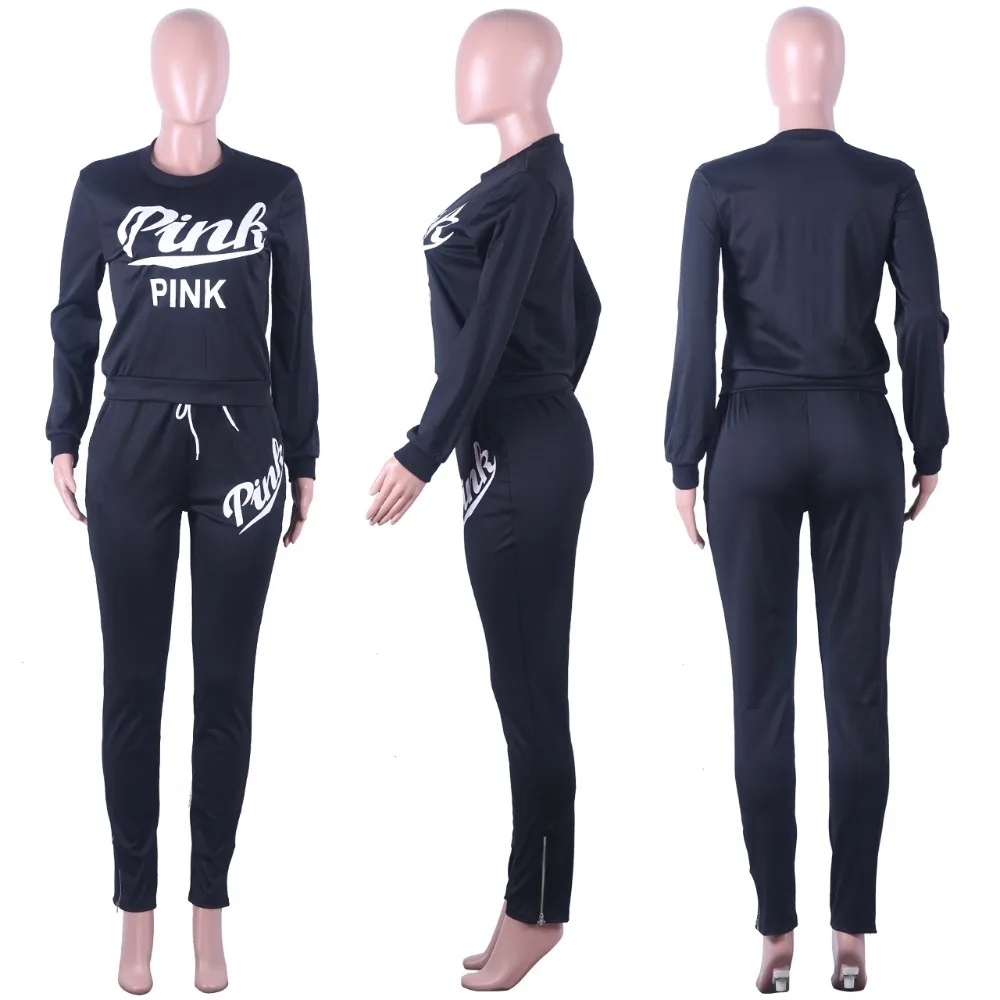 Женский розовый костюм с буквенным принтом комплект из 2 предметов: толстовка +