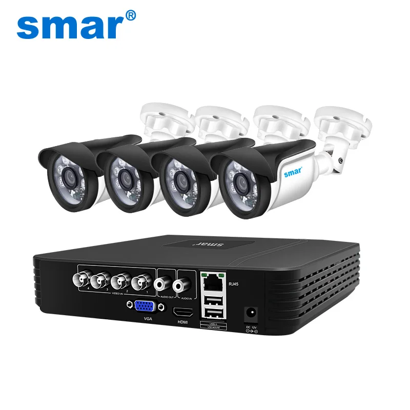 Smcctv 4CH 720 P/1080 P комплект камеры AHD P2P HDMI H. 264 DVR система видеонаблюдения Водонепроницаемая наружная камера безопасности комплект