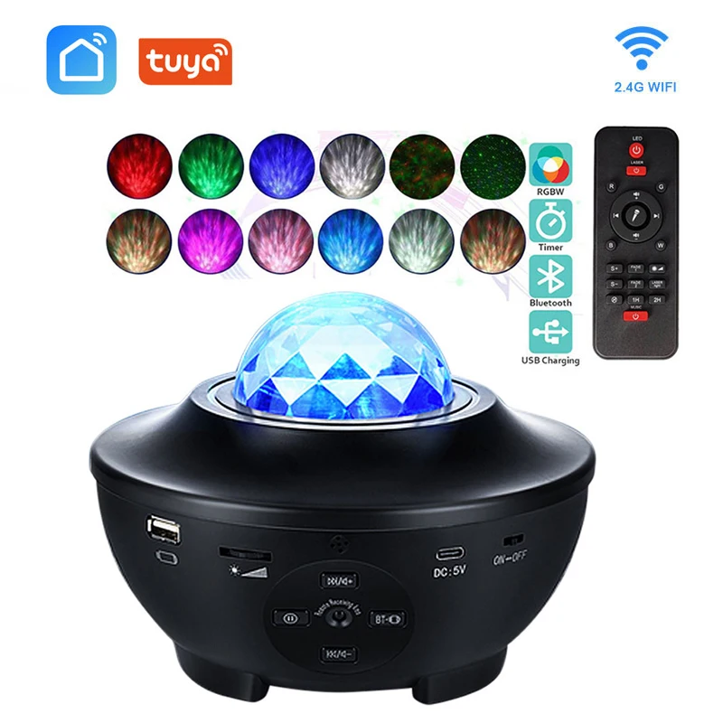 

TUYA Smartlife Colorful Starry Sky Galaxy Projector Night Light Speaker Music Player USB Star Projection Lamp For Bedroom Decor
