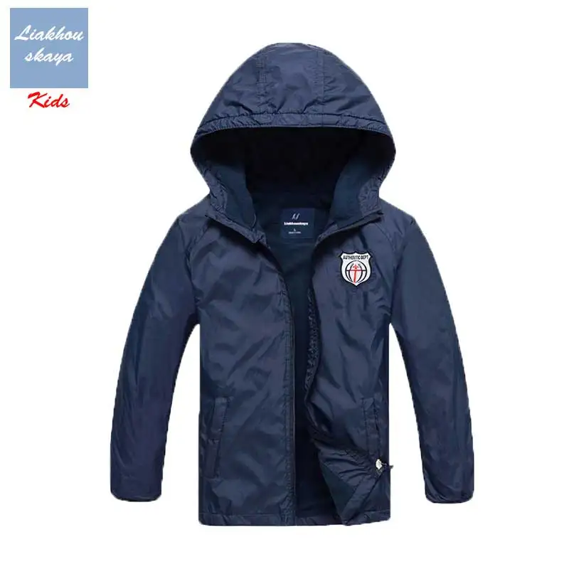 Navy Blue Liakhouskaya/Новинка года; сезон весна; детская куртка для мальчиков; теплое пальто для подростков; Детские флисовые ветровки; Водонепроницаемая Корейская одежда - Цвет: Navy Blue