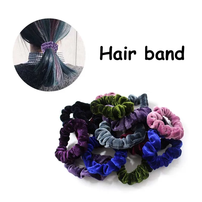 

Q 10Pcs Women Ponytail Holder Hair Rope Velvet Elastic Mixed Color Flannel Scrunchy Headwear Hairband