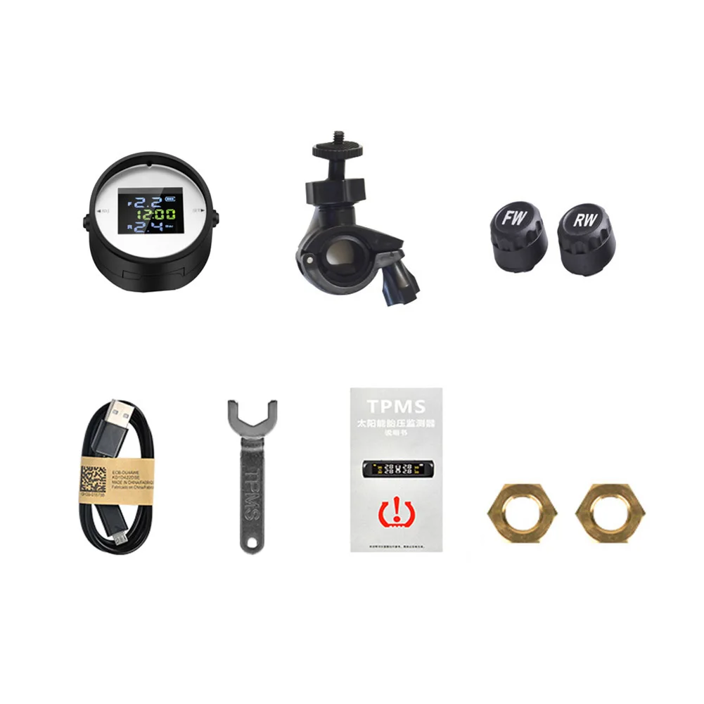 

LCD Motorcycle TPMS Tyre Pressure Monitor System With USB External Sensors Moto Alarm Pressure Gauge