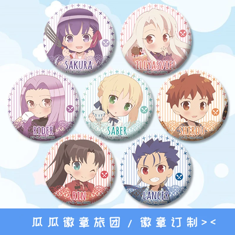 1 шт. 58 мм аниме fate stay night круглый железный Rin Rider Lancer mochila сабля булавки значки брошь