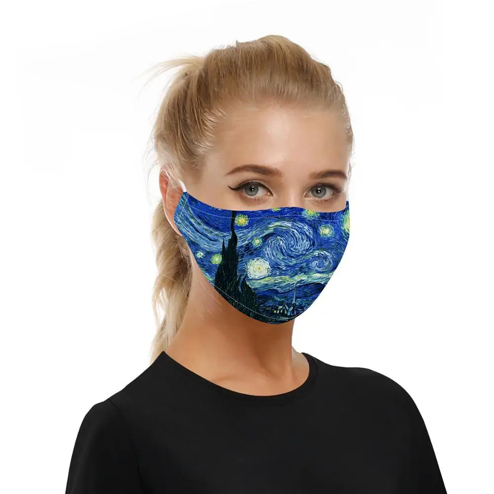 PM 2.5 face mask Windproof filter washable night sky scenery mouth Anti bacterial reusable cotton Black muffle | Красота и здоровье