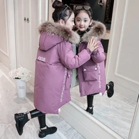 2020 winter warm jackets for girls fashion fur hooded children girls waterproof outwear kids cotton lined parkas