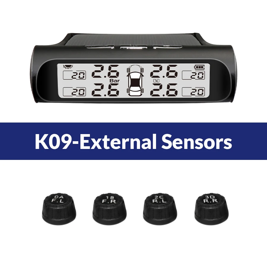 K09- External Sensor E-ACE Солнечная Умная Система контроля давления в автомобильных шинах, система контроля давления, 4 датчика, дисплей, интеллектуальное Предупреждение о температуре давления в шинах - Тип: K09- External Sensor