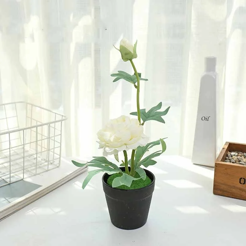 

Artificial Flower28.5cm2 Head SmallPeonyPotted PlantOffice Living Room Bedroom BalconyArtificial Bonsai OrnamentsHome Decoration