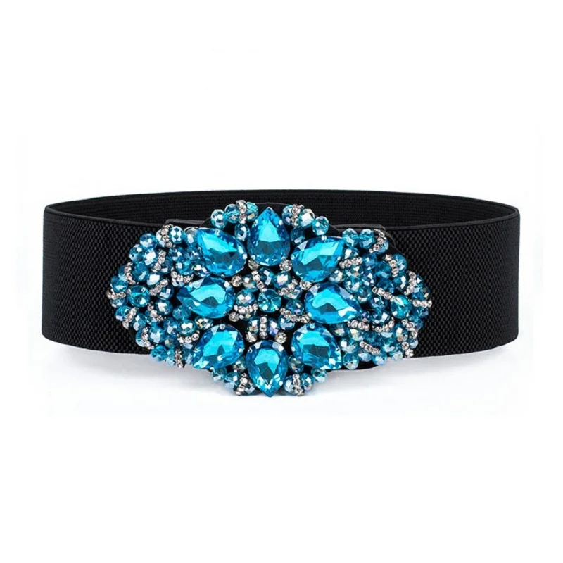 

Belt Women Wide Waistband Simple Korean Rhinestone Waist Seal Female High Quality Fashion Diamond Girl Knitted Cummerbunds