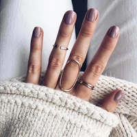 4 pcsset 2021 new trendy personality simple irregular geometric oval hollow out opening ring for women girls party jewelry gift