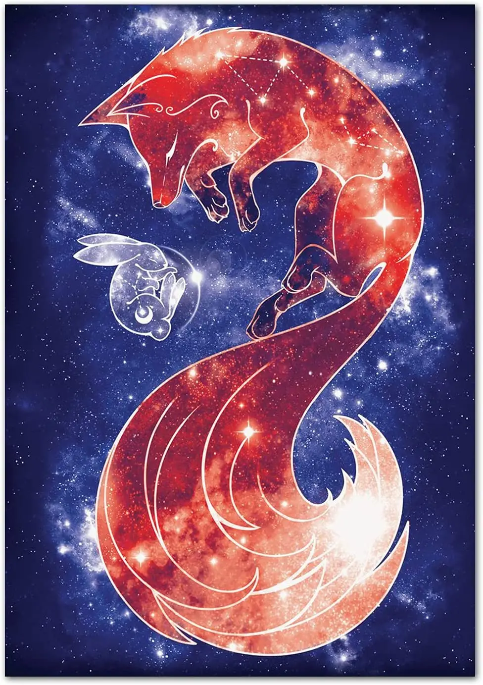 песец кицунэ. лиса арт. лисица луна. лунный лис. лунная собака.