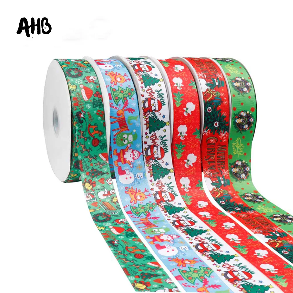

AHB 2 Yards 38mm Christmas Cartoon Ribbon Grosgrain Printing Ribbon DIY Material For Christmas Party Decoration