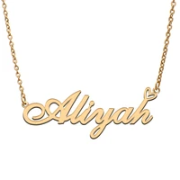 love heart aliyah name necklace for women stainless steel gold silver nameplate pendant femme mother child girls gift