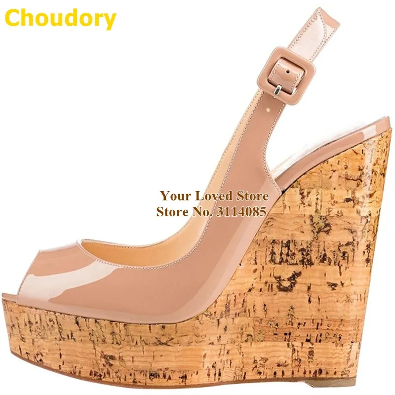 Туфли-лодочки Choudory женские на платформе с открытым носком платформа под дерево