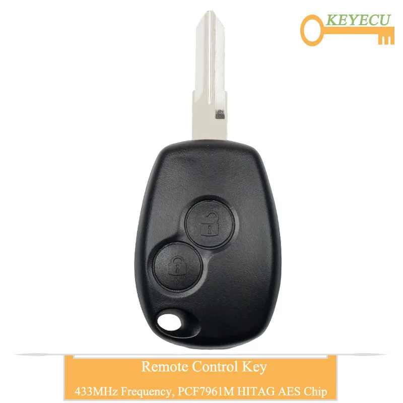 Дистанционный Автомобильный ключ KEYECU для Renault Logan II Sandero 2014 Fob 2 кнопки-433 МГц-чип