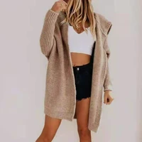 2021 autumn and winter new womens knitted sweater long hooded casual cardigan sweater women