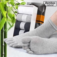 5 pairslot high quality bamboo fiber mens five toe socks set spring winter business black tabi short socks for male big size
