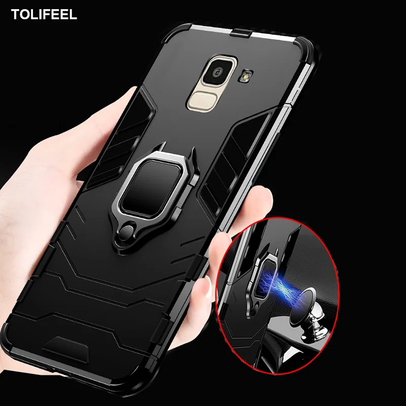 Shockproof Armor Case For Samsung Galaxy J4 J6 Plus A9 A7 2018 A750 Case Stand Holder Magnetic Phone Back Cover