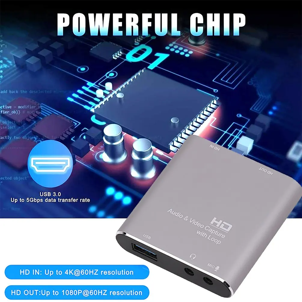 

Audio Video Capture Card 4K HDMI Compatible Game Capture Card Video Capture Card Recording Cassette With Audio And Microphone